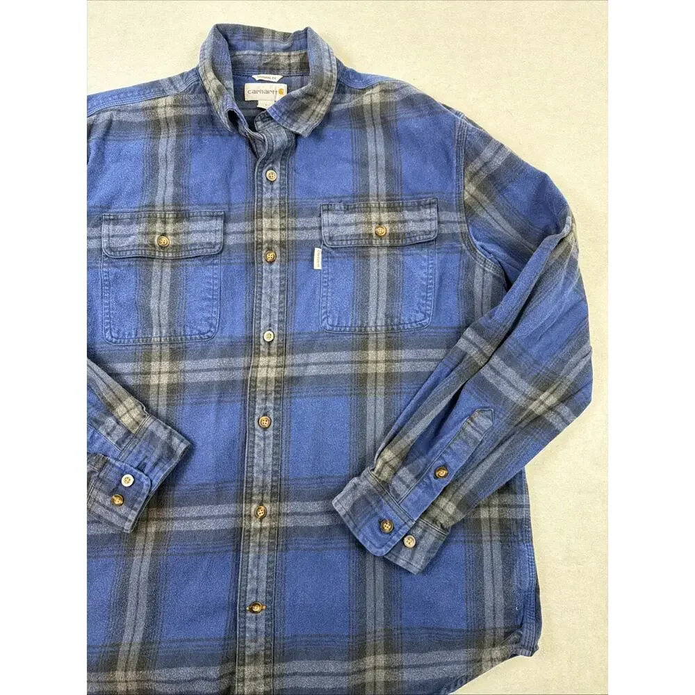 Carhartt Mens Flannel Shirt Large‎ Plaid Original Fit Heavyweight Outdoor Gorp - Picture 3 of 10